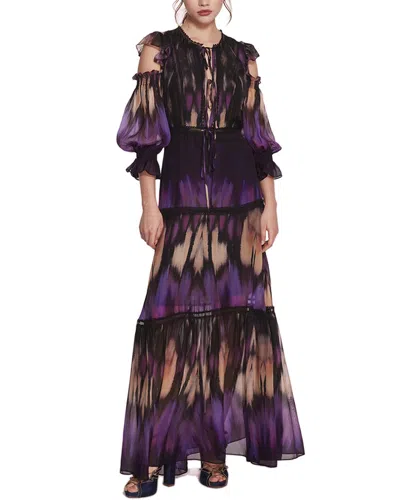 Marchesa Notte Long Sleeve Silk Maxi Dress In Multi