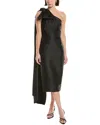 Marchesa Notte Silk-blend Midi Dress In Black