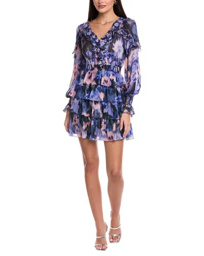 Marchesa Notte Silk-blend Mini Dress In Purple