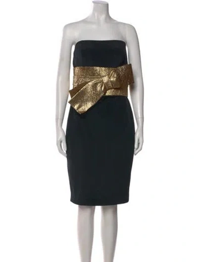 Pre-owned Marchesa Notte Silk Knee-length Dress In Black