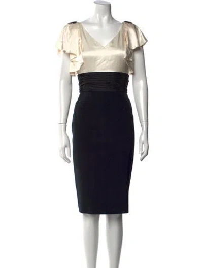 Pre-owned Marchesa Notte Silk Knee-length Dress In Black