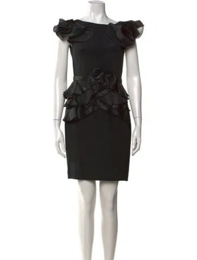 Pre-owned Marchesa Notte Silk Knee-length Dress In Black