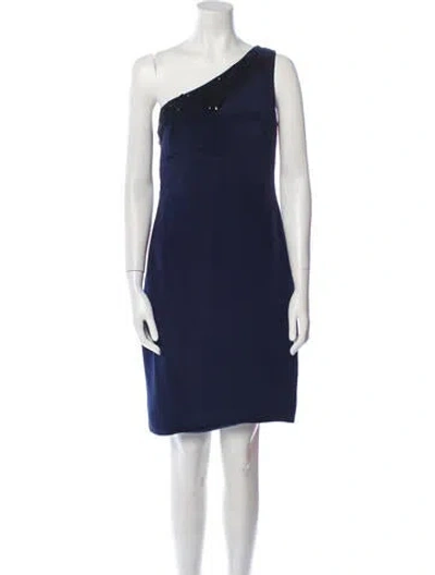 Pre-owned Marchesa Notte Silk Knee-length Dress In Blue