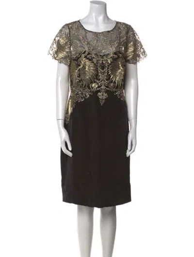 Pre-owned Marchesa Notte Silk Knee-length Dress In Multi