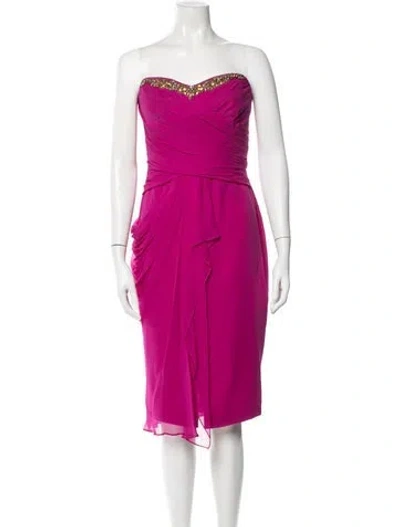 Pre-owned Marchesa Notte Silk Knee-length Dress In Pink