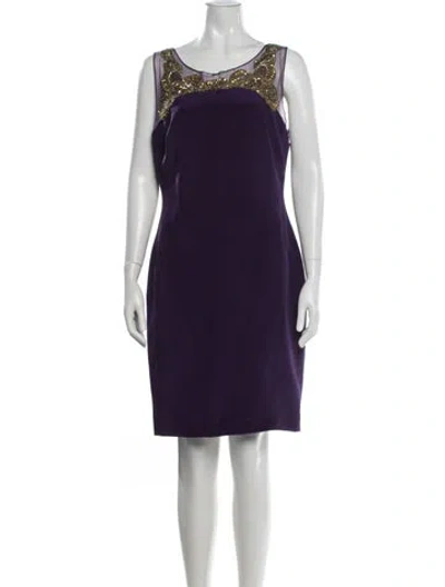 Pre-owned Marchesa Notte Silk Knee-length Dress In Purple