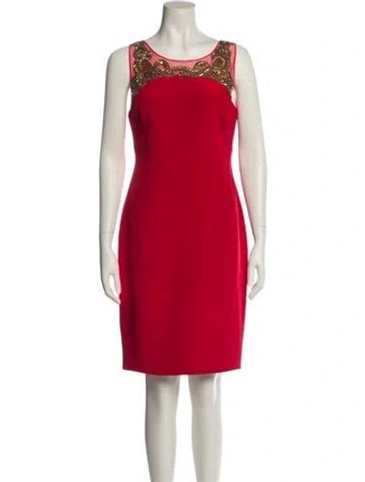 Pre-owned Marchesa Notte Silk Knee-length Dress In Red