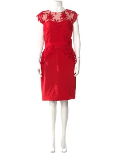 Pre-owned Marchesa Notte Silk Knee-length Dress In Red