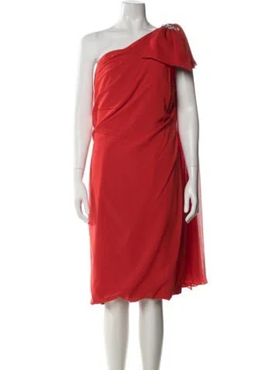 Pre-owned Marchesa Notte Silk Knee-length Dress In Red