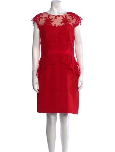 Pre-owned Marchesa Notte Silk Knee-length Dress In Red