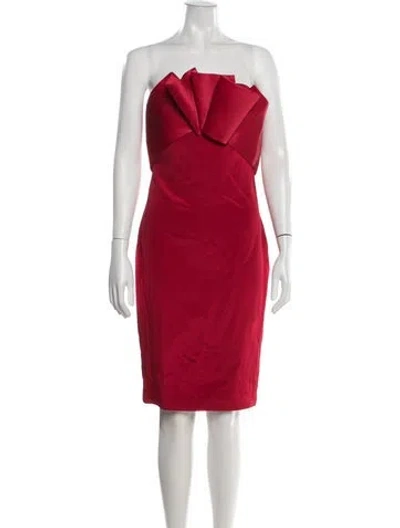 Pre-owned Marchesa Notte Silk Knee-length Dress In Red