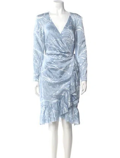Pre-owned Marchesa Notte Silk Knee-length Dress W/ Tags In Blue