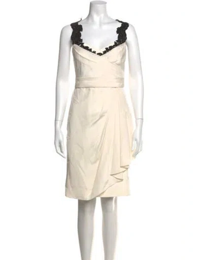 Pre-owned Marchesa Notte Silk Knee-length Dress W/ Tags In Metallic/neutrals