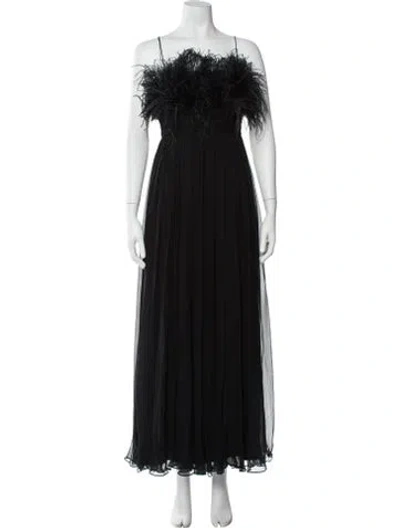Pre-owned Marchesa Notte Silk Long Dress In Black