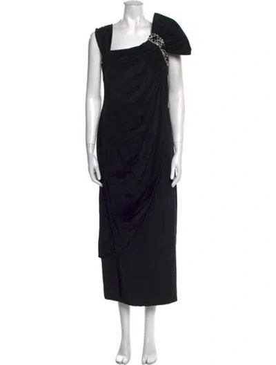 Pre-owned Marchesa Notte Silk Long Dress In Black