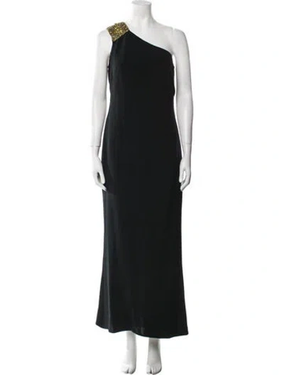 Pre-owned Marchesa Notte Silk Long Dress In Black