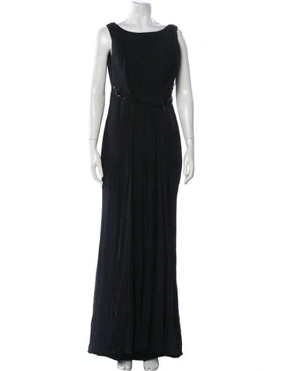 Pre-owned Marchesa Notte Silk Long Dress In Black