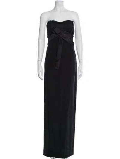 Pre-owned Marchesa Notte Silk Long Dress In Black
