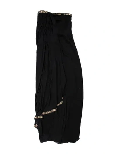 Pre-owned Marchesa Notte Silk Long Dress In Black