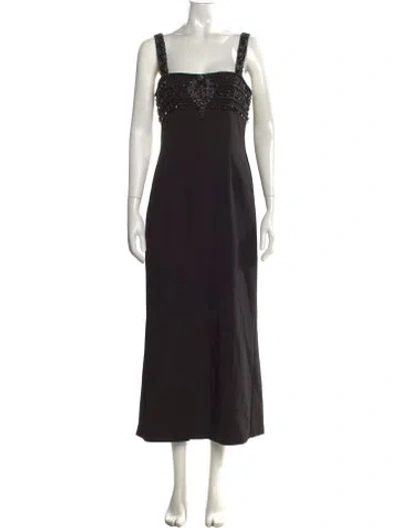 Pre-owned Marchesa Notte Silk Long Dress In Black