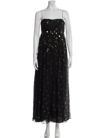 Pre-owned Marchesa Notte Silk Long Dress In Black