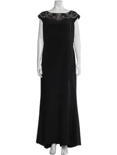 Pre-owned Marchesa Notte Silk Long Dress In Black