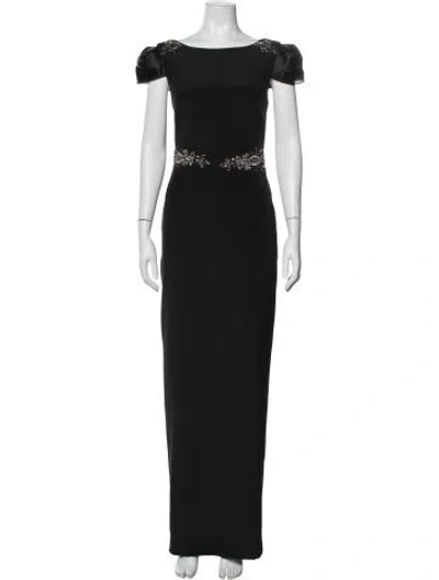 Pre-owned Marchesa Notte Silk Long Dress In Black