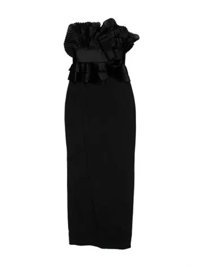 Pre-owned Marchesa Notte Silk Long Dress In Black