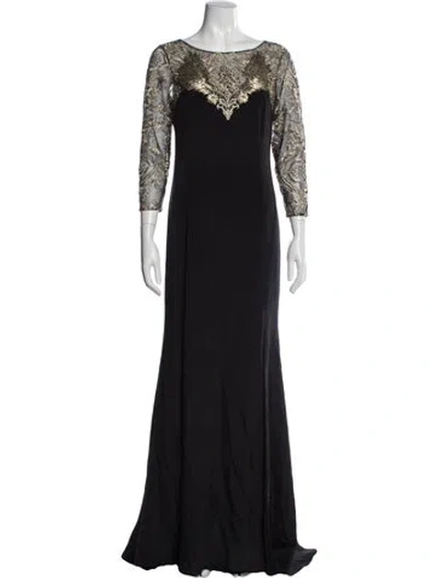 Pre-owned Marchesa Notte Silk Long Dress In Blue