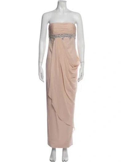Pre-owned Marchesa Notte Silk Long Dress In Neutrals