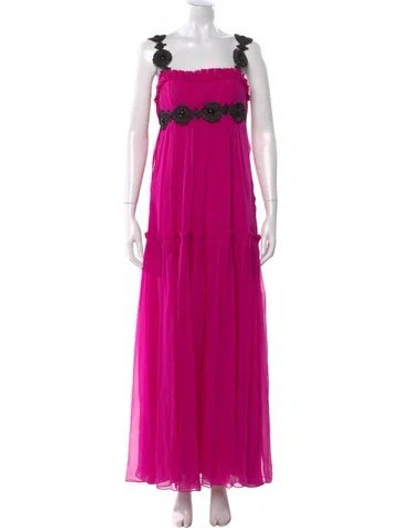 Pre-owned Marchesa Notte Silk Long Dress In Pink