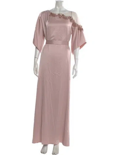 Pre-owned Marchesa Notte Silk Long Dress In Pink