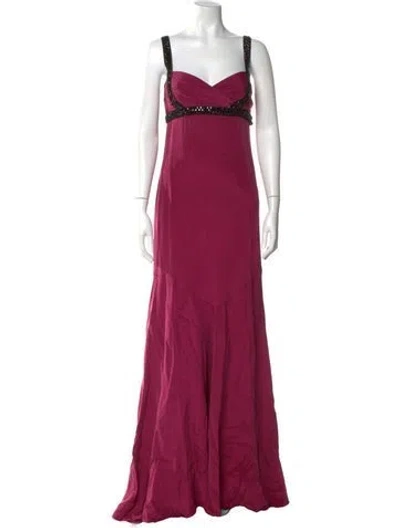 Pre-owned Marchesa Notte Silk Long Dress In Purple