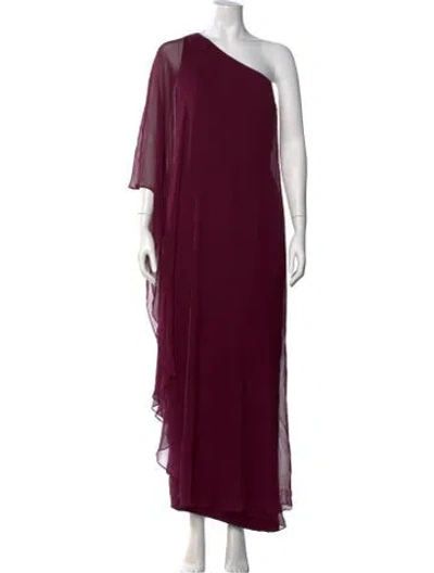 Pre-owned Marchesa Notte Silk Long Dress In Purple