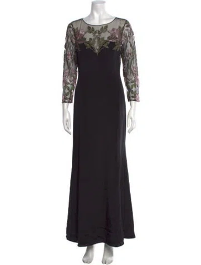 Pre-owned Marchesa Notte Silk Long Dress W/ Tags In Black