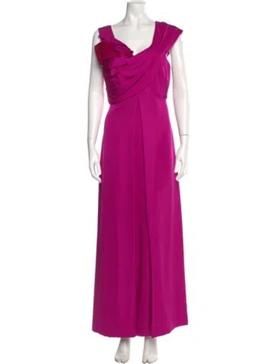 Pre-owned Marchesa Notte Silk Long Dress W/ Tags In Purple