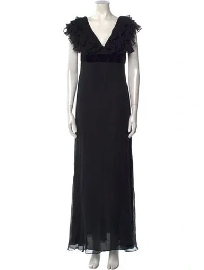 Pre-owned Marchesa Notte Silk Midi Length Dress In Black