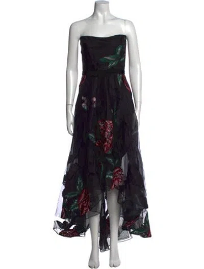 Pre-owned Marchesa Notte Silk Midi Length Dress In Black