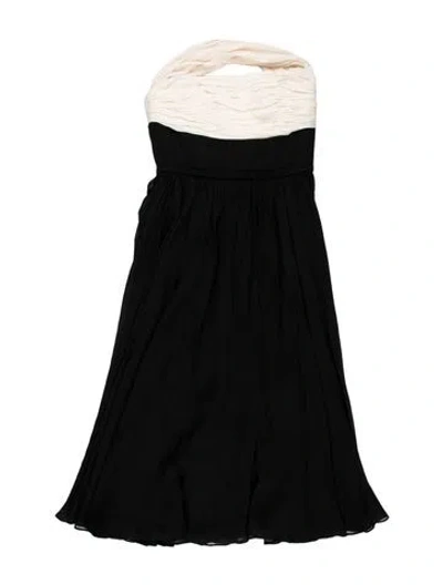 Pre-owned Marchesa Notte Silk Midi Length Dress In Black