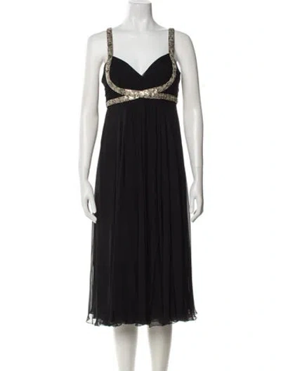 Pre-owned Marchesa Notte Silk Midi Length Dress In Multi