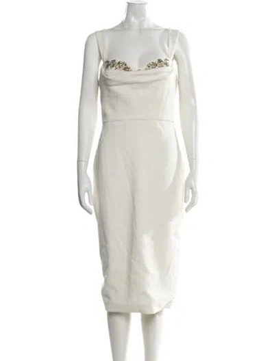Pre-owned Marchesa Notte Silk Midi Length Dress In Neutral