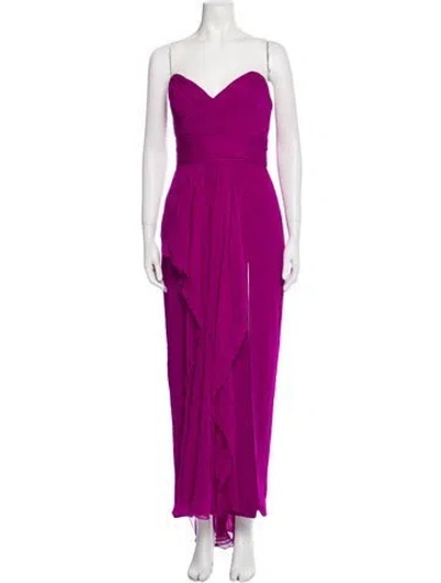 Pre-owned Marchesa Notte Silk Midi Length Dress In Purple