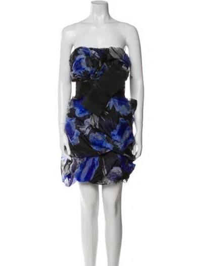 Pre-owned Marchesa Notte Silk Mini Dress In Black