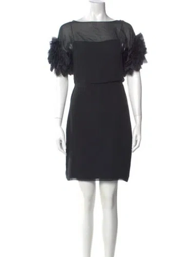 Pre-owned Marchesa Notte Silk Mini Dress In Black