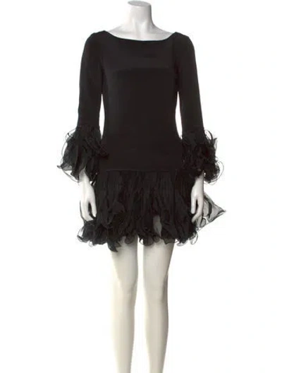 Pre-owned Marchesa Notte Silk Mini Dress In Black