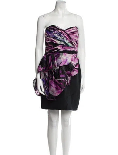 Pre-owned Marchesa Notte Silk Mini Dress In Black