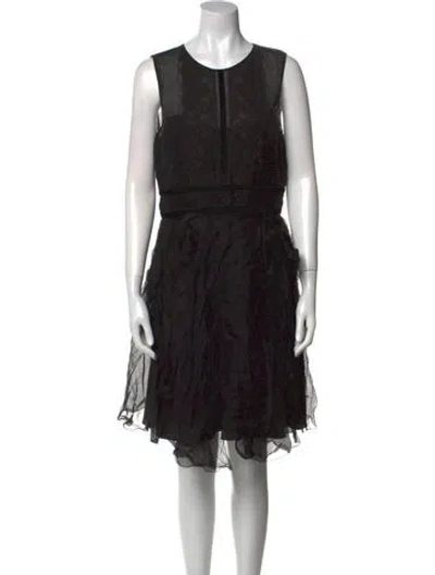 Pre-owned Marchesa Notte Silk Mini Dress In Black
