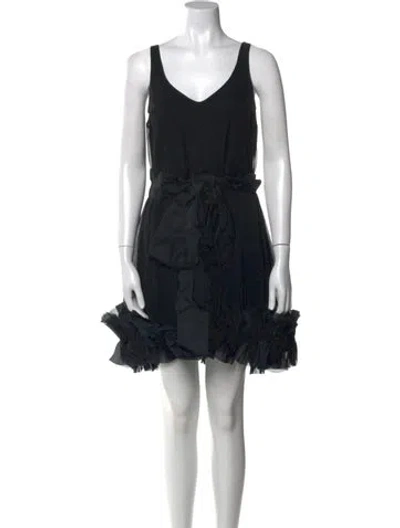 Pre-owned Marchesa Notte Silk Mini Dress In Black