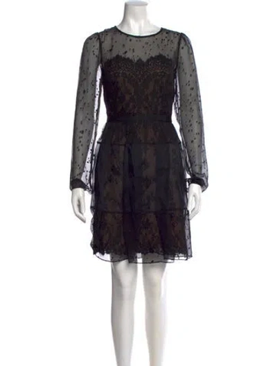 Pre-owned Marchesa Notte Silk Mini Dress In Black