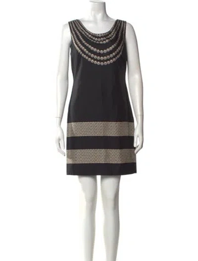 Pre-owned Marchesa Notte Silk Mini Dress In Black